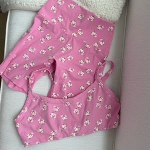 aerie floral  bike shorts and top set ladylike
